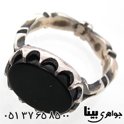 انگشتر عقیق سیاه (اونیکس) مردانه طرح سیاه قلم _کد:7560