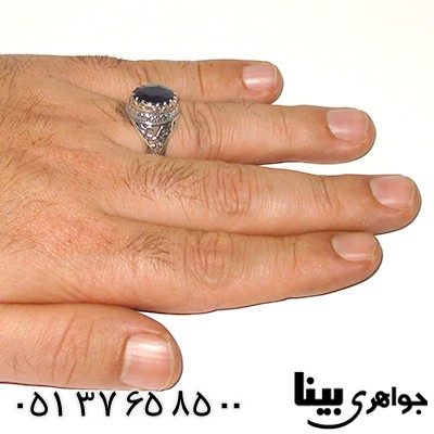 انگشتر یاقوت کبود آفریقایی مردانه _کد:7565