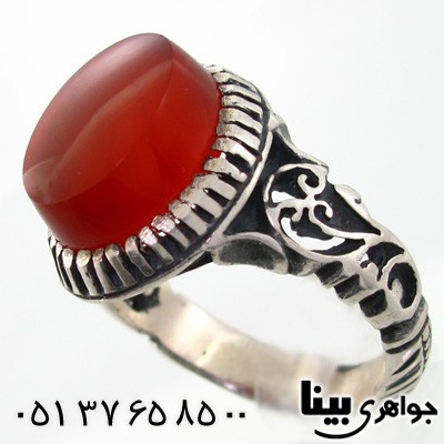 انگشتر عقیق قرمز مردانه خوشرنگ _کد:7566