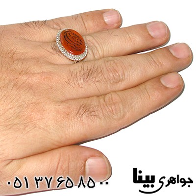 انگشتر عقیق یمنی مردانه درشت با حکاکی صلوات _کد:7572