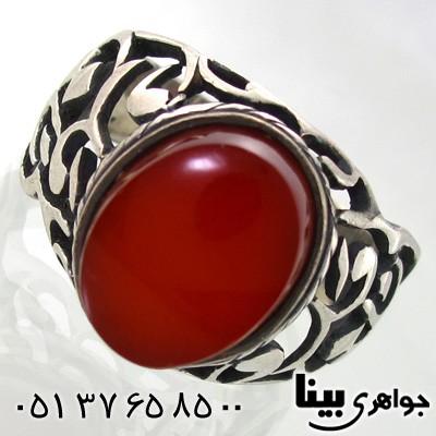 انگشتر عقیق قرمز مردانه رکاب یاعلی مدد _کد:7580