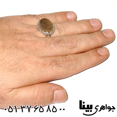 انگشتر عقیق یمنی مردانه با حکاکی یا صاحب الزمان _کد:7582