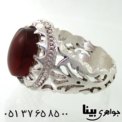 انگشتر عقیق یمنی مردانه شبکه کاری _کد:7587