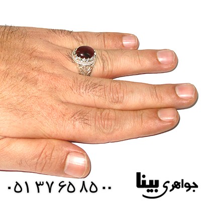 انگشتر عقیق یمنی مردانه شبکه کاری _کد:7587