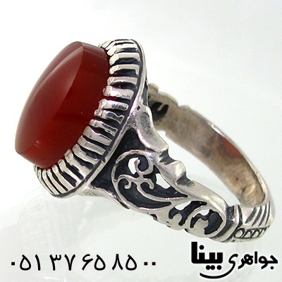 انگشتر عقیق قرمز مردانه درشت _کد:7595