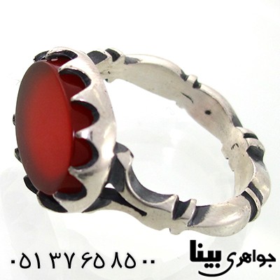 انگشتر عقیق قرمز مردانه درشت خوشرنگ _کد:7601