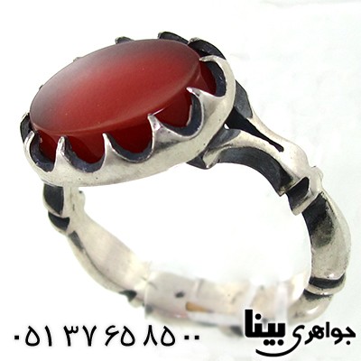 انگشتر عقیق قرمز مردانه درشت خوشرنگ _کد:7601