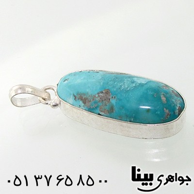 گردنبند فیروزه نیشابوری درشت بیضی کشیده _کد:7608