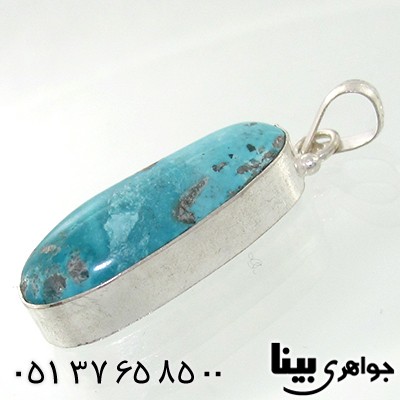 گردنبند فیروزه نیشابوری درشت بیضی کشیده _کد:7608