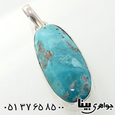 گردنبند فیروزه نیشابوری درشت بیضی کشیده _کد:7608