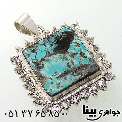گردنبند فیروزه نیشابوری زنانه درشت دور جواهری _کد:7615
