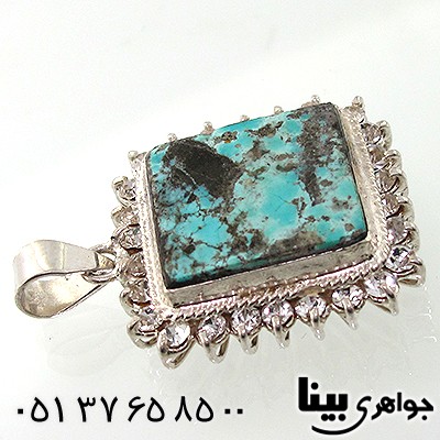 گردنبند فیروزه نیشابوری زنانه درشت دور جواهری _کد:7615