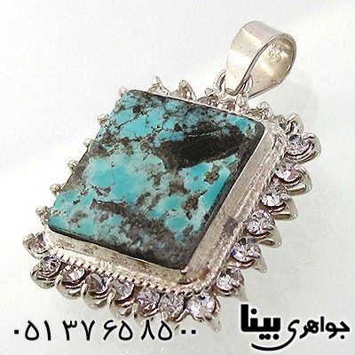 گردنبند فیروزه نیشابوری زنانه درشت دور جواهری _کد:7615