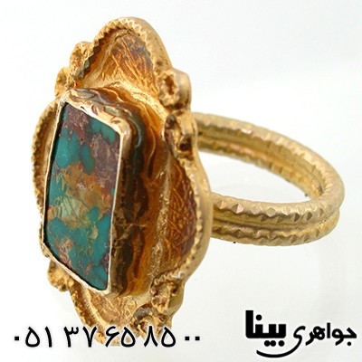 انگشتر فیروزه نیشابوری زنانه درشت زیر خاکی _کد:7627