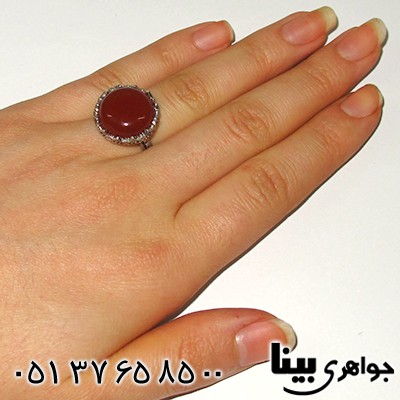 انگشتر عقیق زنانه درشت مشبک _کد:7638