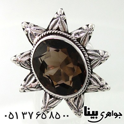 انگشتر کوارتز دودی زنانه درشت ستاره _کد:7639
