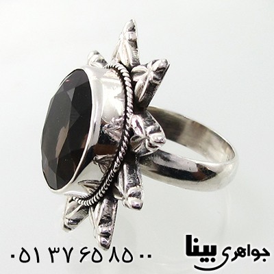 انگشتر کوارتز دودی زنانه درشت ستاره _کد:7639