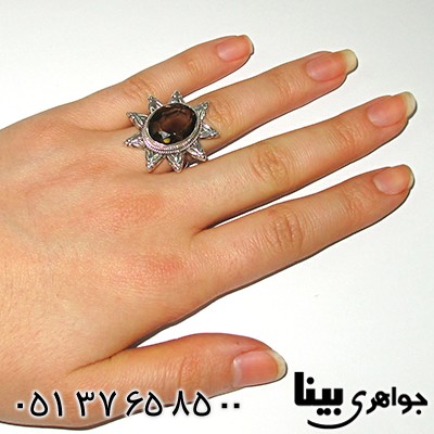 انگشتر کوارتز دودی زنانه درشت ستاره _کد:7639