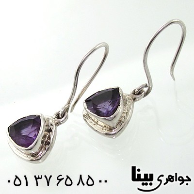 گوشواره آمتیست زنانه درشت طرح اشک _کد:7665