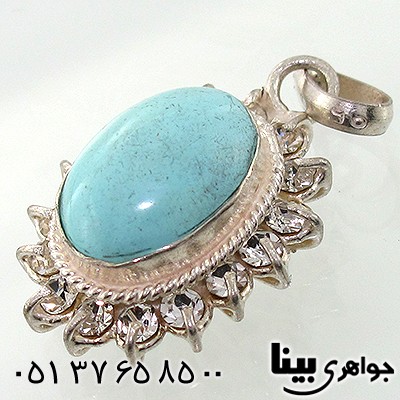 گردنبند فیروزه نیشابوری زنانه دور جواهری _کد:7668