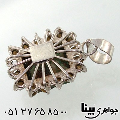 گردنبند فیروزه نیشابوری دور جواهری مربعی _کد:7680