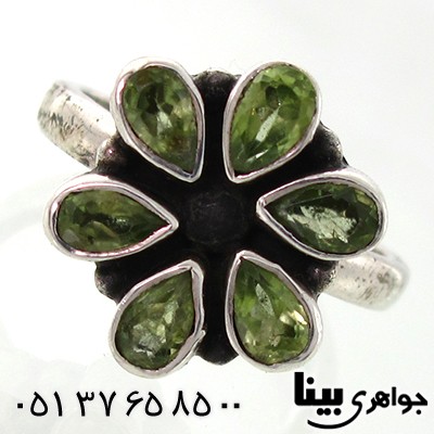 انگشتر زبرجد زنانه مدل گل 6 پر _کد:7683