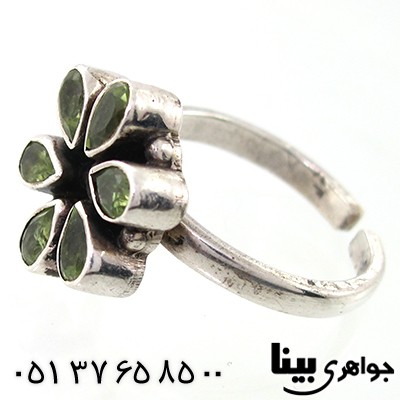 انگشتر زبرجد زنانه مدل گل 6 پر _کد:7683
