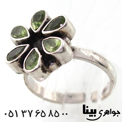 انگشتر زبرجد زنانه مدل گل 6 پر _کد:7683