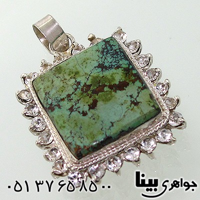 گردنبند فیروزه نیشابوری زنانه درشت دور جواهری _کد:7690
