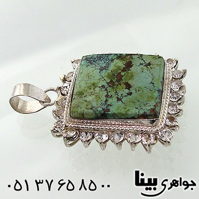 گردنبند فیروزه نیشابوری زنانه درشت دور جواهری _کد:7690