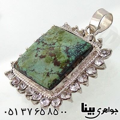 گردنبند فیروزه نیشابوری زنانه درشت دور جواهری _کد:7690