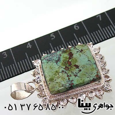 گردنبند فیروزه نیشابوری زنانه درشت دور جواهری _کد:7690