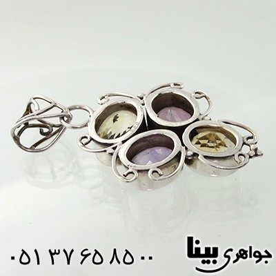 گردنبند چند جواهر آمتیست و سیترین زنانه درشت _کد:7693