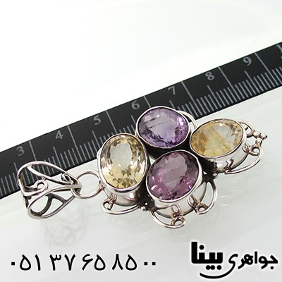 گردنبند چند جواهر آمتیست و سیترین زنانه درشت _کد:7693