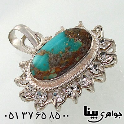 گردنبند فیروزه نیشابوری دور جواهری _کد:7694