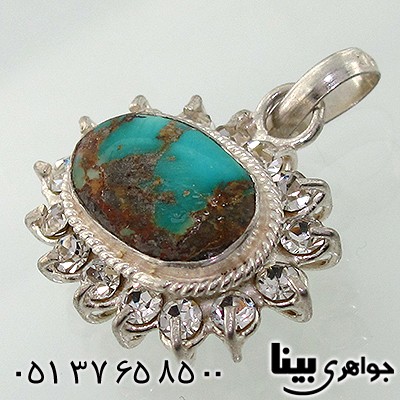 گردنبند فیروزه نیشابوری دور جواهری _کد:7694