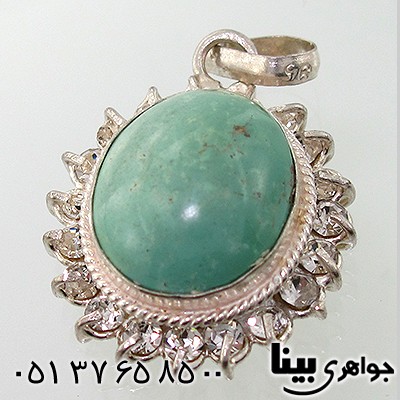 گردنبند فیروزه نیشابوری زنانه درشت دور جواهری _کد:7696