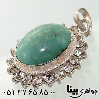 گردنبند فیروزه نیشابوری زنانه درشت دور جواهری _کد:7696