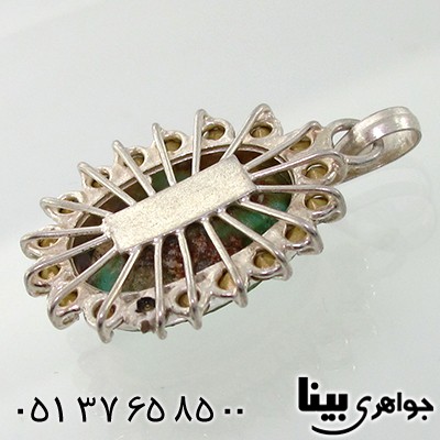 گردنبند فیروزه نیشابوری دور جواهری بیضی _کد:7700