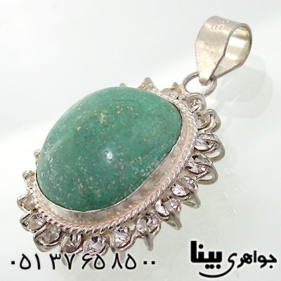 گردنبند فیروزه نیشابوری زنانه درشت دور جواهری _کد:7702