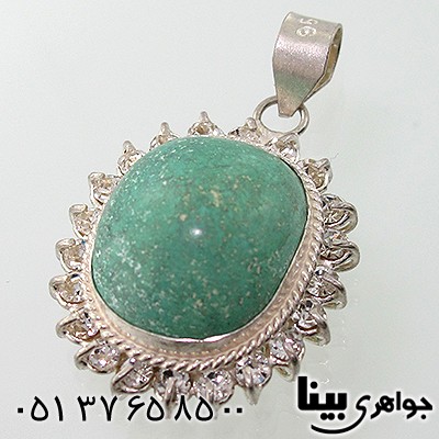 گردنبند فیروزه نیشابوری زنانه درشت دور جواهری _کد:7702
