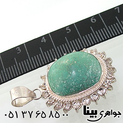 گردنبند فیروزه نیشابوری زنانه درشت دور جواهری _کد:7702