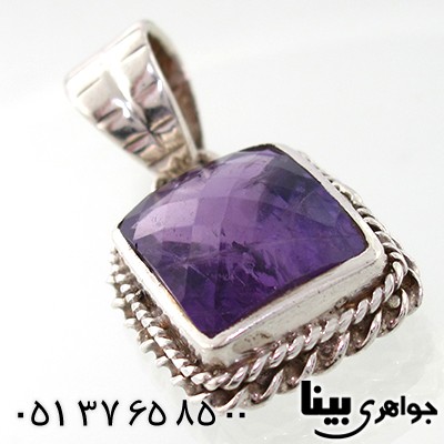 گردنبند آمتیست زنانه درشت مستطیلی _کد:7705