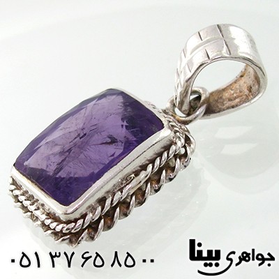 گردنبند آمتیست زنانه درشت مستطیلی _کد:7705