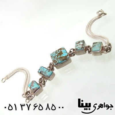 دستبند فیروزه نیشابوری زنانه مربعی _کد:7714