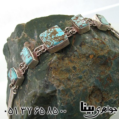 دستبند فیروزه نیشابوری زنانه مربعی _کد:7714