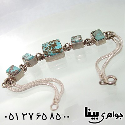 دستبند فیروزه نیشابوری زنانه مربعی _کد:7714