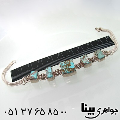 دستبند فیروزه نیشابوری زنانه مربعی _کد:7714