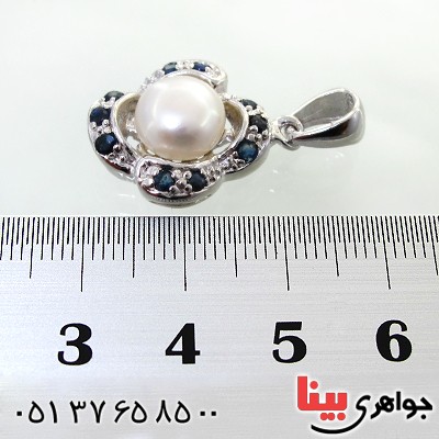 گردنبند چند جواهر مروارید سفید و یاقوت کبود