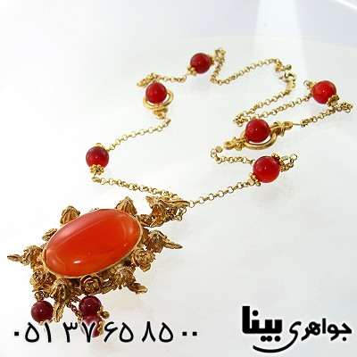 سینه ریز عقیق یمنی زنانه درشت فاخر زیر خاکی رز _کد:1238